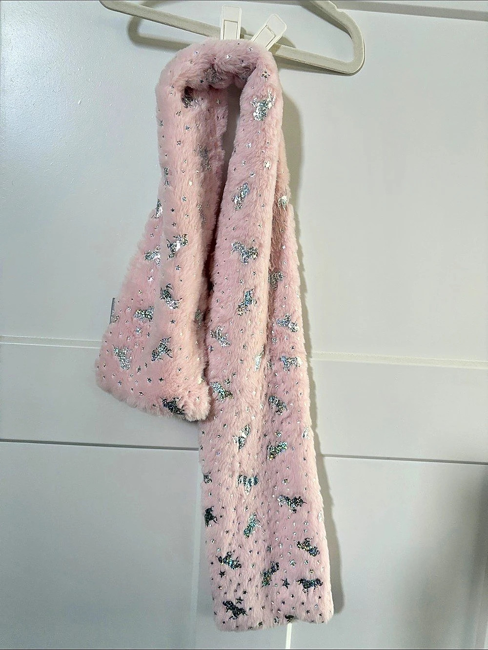 Olly & Me Faux Fur Sequin Scarf with Glitter Unicorn Toddler Girl